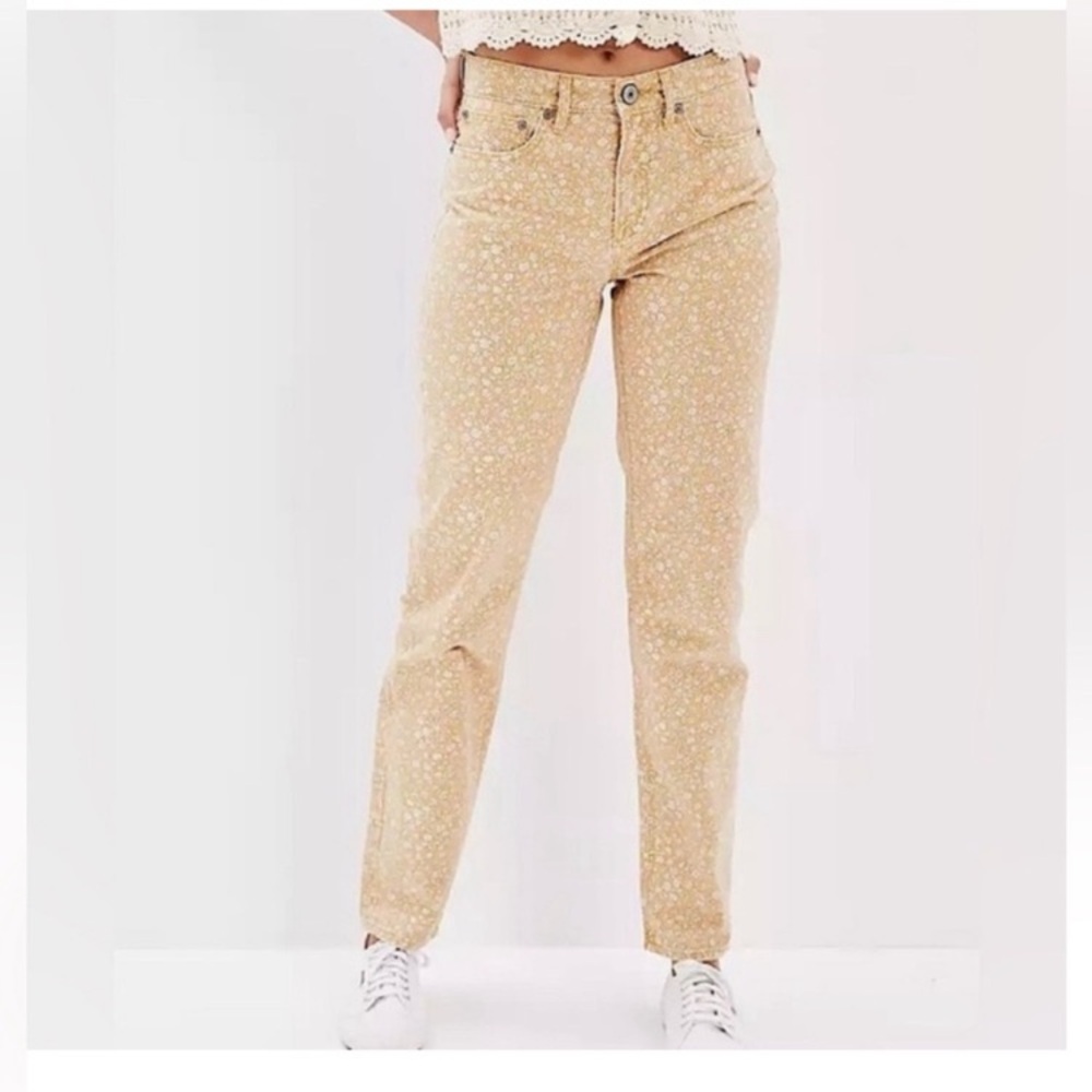 American Eagle Yellow Floral 90’s Straight Leg Jeans